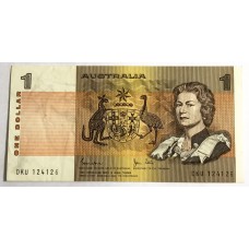 AUSTRALIA 1982 . ONE 1 DOLLAR BANKNOTE . JOHNSTON/STONE